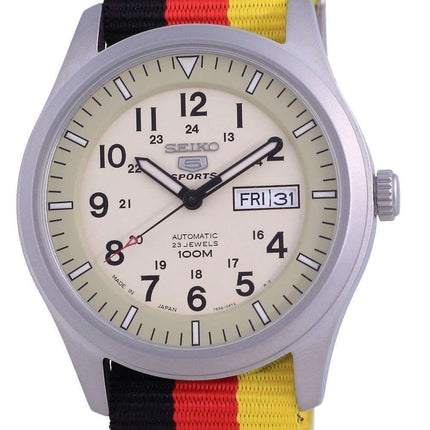 Seiko 5 Sports Military Automatic Japan Made SNZG07J1-var-NATO26 100M Reloj para hombre