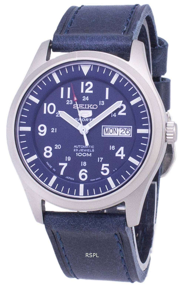 Seiko 5 Sports SNZG11J1 LS13 Japón de reloj de los hombres de la correa de cuero azul oscuro