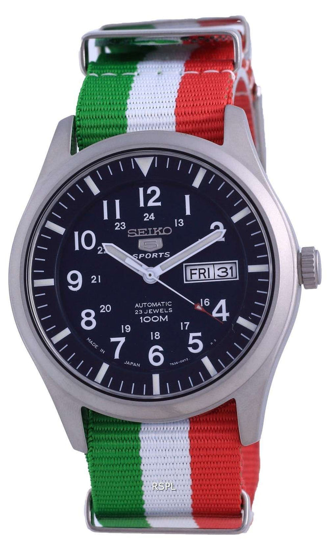 Reloj Seiko 5 Sports automático de poliéster SNZG11J1-var-NATO23 100M para hombre