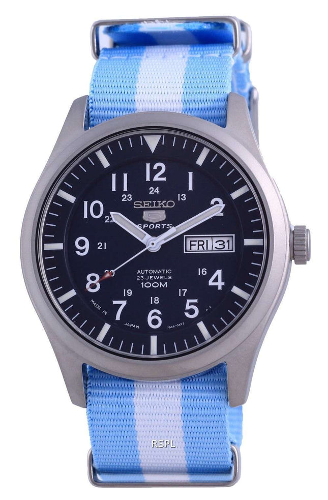 Seiko 5 Sports Automatic Polyester SNZG11J1-var-NATO24 100M Reloj para hombre