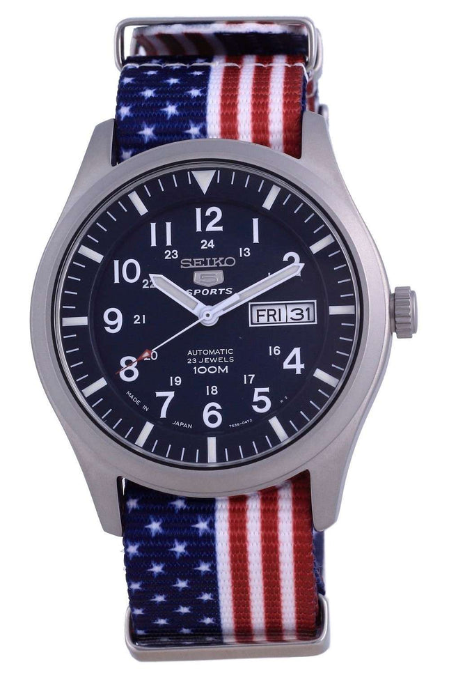 Reloj Seiko 5 Sports automático de poliéster SNZG11J1-var-NATO27 100M para hombre