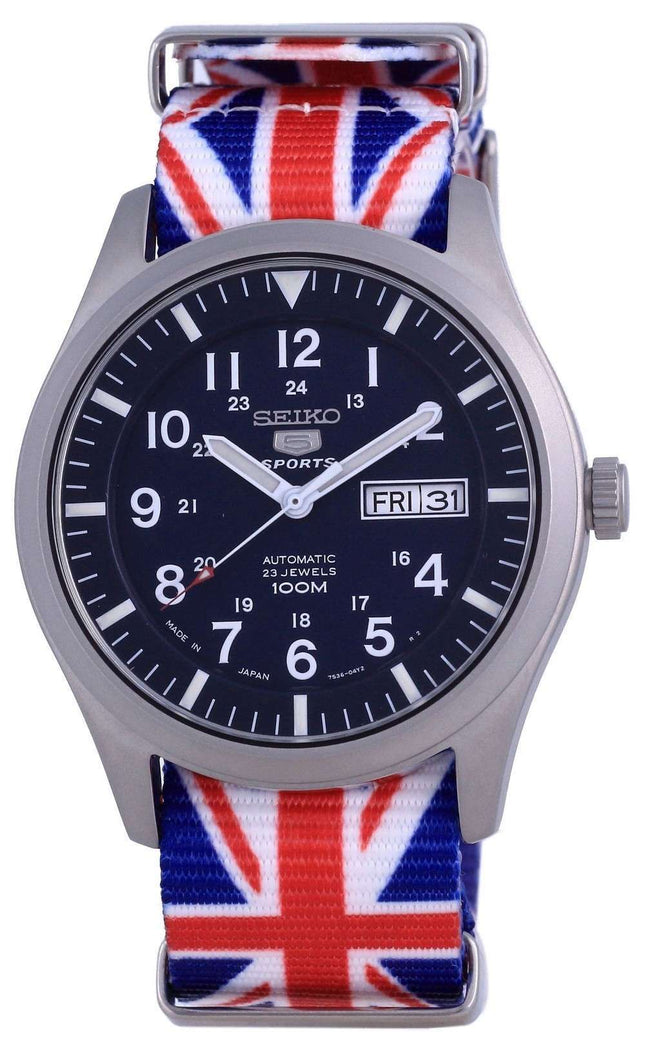 Reloj Seiko 5 Sports automático de poliéster SNZG11J1-var-NATO28 100M para hombre