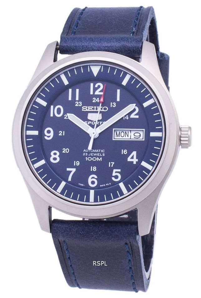 Reloj Seiko 5 Sports SNZG11K1-var-LS13 automático cuero azul oscuro correa hombre