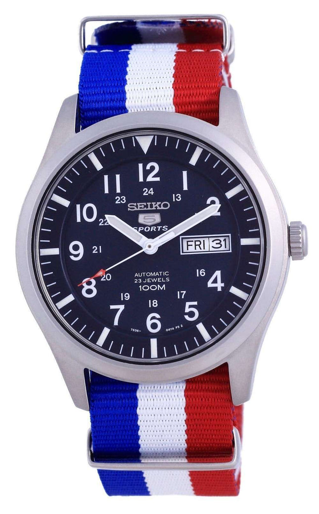 Reloj Seiko 5 Sports automático de poliéster SNZG11K1-var-NATO25 100M para hombre