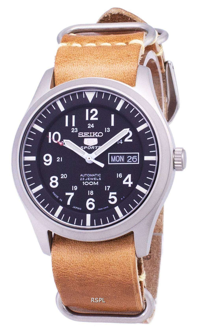 Seiko 5 Sports SNZG15J1 LS18 automática Japón hecho reloj de hombres de la correa de cuero marrón