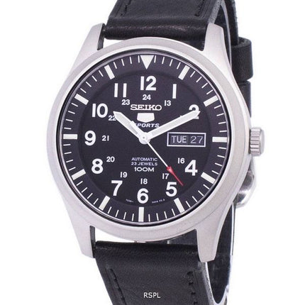 Seiko 5 Sports automático relación cuero negro SNZG15K1-LS8 Watch de Men