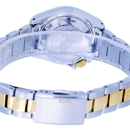 Reloj Seiko 5 Sports Two Tone de acero inoxidable con esfera blanca automático SRE004 SRE004K1 SRE004K 100M para mujer