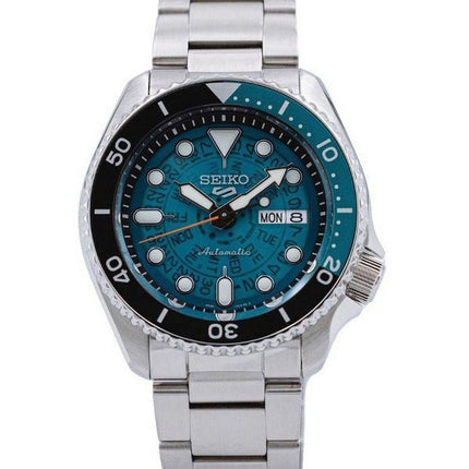 Reloj para hombre Seiko 5 Sports SKX estilo acero inoxidable transparente con esfera verde azulado automático SRPJ45K1 100M