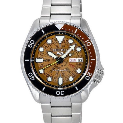 Reloj para hombre Seiko 5 Sports SKX estilo acero inoxidable transparente esfera naranja automático SRPJ47K1 100M