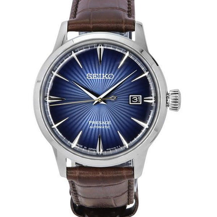 Reloj Seiko Presage Cocktail Time con correa de piel de becerro y esfera azul automático SRPK15J1 para hombre