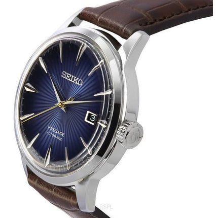 Reloj Seiko Presage Cocktail Time con correa de piel de becerro y esfera azul automático SRPK15J1 para hombre