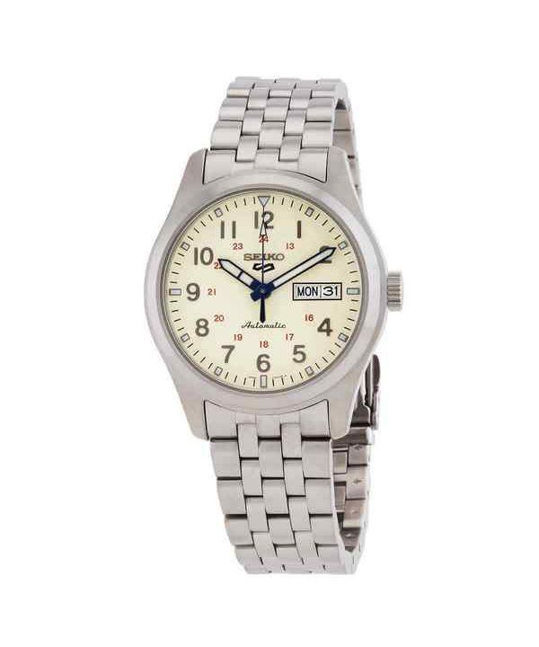 Reloj para hombre Seiko 5 Sports Laurel 110th Anniversary Edición limitada con esfera beige automático SRPK41K1 100M con correa