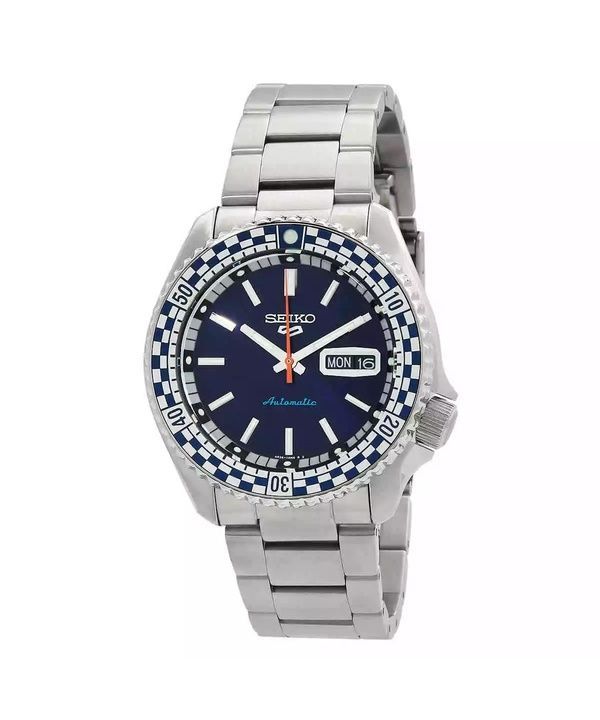 Reloj Seiko 5 Sports SKX Series Checker Flag Edición especial Esfera azul petróleo Automático SRPK65K1 100M para hombre