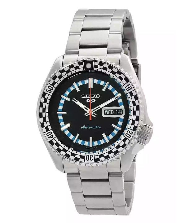 Reloj automático Seiko 5 Sports SKX Series Checker Flag Edición especial con esfera en blanco y negro SRPK67K1 100M para hombre