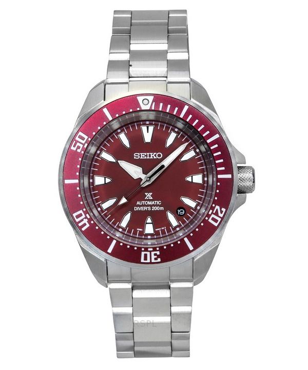 Reloj automático Seiko Prospex Sea Samurai Shog-urai de acero inoxidable con esfera roja SRPL11K1 para buceo a 200 m para hombre