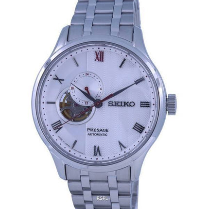 Reloj Seiko Presage Zen Garden Open Heart con esfera blanca automático SSA443 SSA443J1 SSA443J para hombre