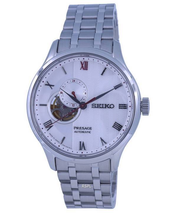 Reloj Seiko Presage Zen Garden Open Heart con esfera blanca automático SSA443 SSA443J1 SSA443J para hombre