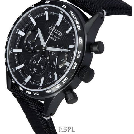 Seiko Urban Sports Cronógrafo Correa de nailon Esfera negra Cuarzo SSB417 SSB417P1 SSB417P 100M Reloj para hombre