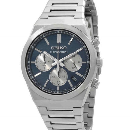 Reloj Seiko Sport Cronógrafo de acero inoxidable con esfera azul de cuarzo SSB453P1 100M para hombre