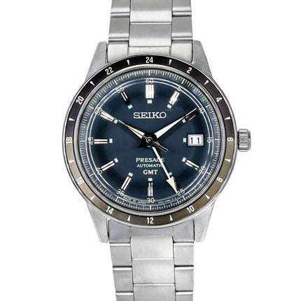 Reloj para hombre Seiko Presage Style60's GMT de acero inoxidable con esfera azul automático SSK009J1