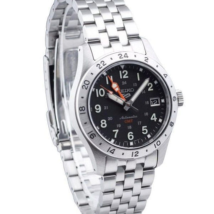 Reloj Seiko 5 Sports GMT Field Series de acero inoxidable con esfera negra y automático SSK023K1 100 para hombre