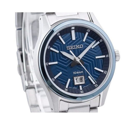 Reloj Seiko Sports de acero inoxidable con esfera azul y cuarzo SUR559P1 100M para hombre