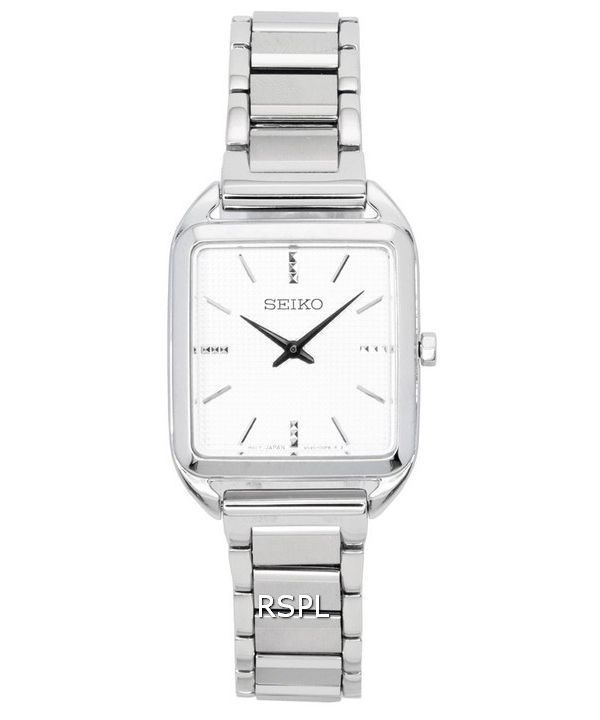 Seiko Acero inoxidable Esfera blanca Cuarzo SWR073 SWR073P1 SWR073P Reloj para mujer