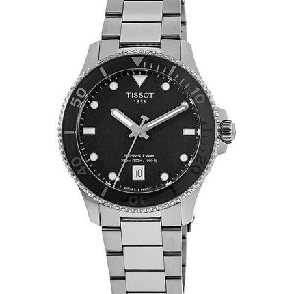 Reloj unisex Tissot T-Sport Seastar 1000 de acero inoxidable con esfera negra y cuarzo Diver&#39,s T120.210.11.051.00 300M