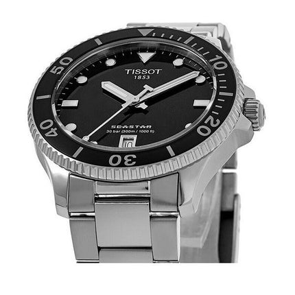 Reloj unisex Tissot T-Sport Seastar 1000 de acero inoxidable con esfera negra y cuarzo Diver&#39,s T120.210.11.051.00 300M