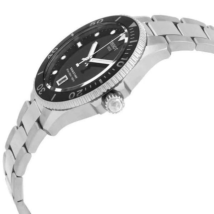 Reloj Tissot T-Sport Seastar 1000 de acero inoxidable con esfera negra, cuarzo, para buceo, T120.410.11.051.00, 300 m, para homb