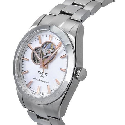 Reloj Tissot T-Classic Gentleman Powermatic 80 plateado con esfera de corazón abierto automático T127.407.11.031.01 100M para ho