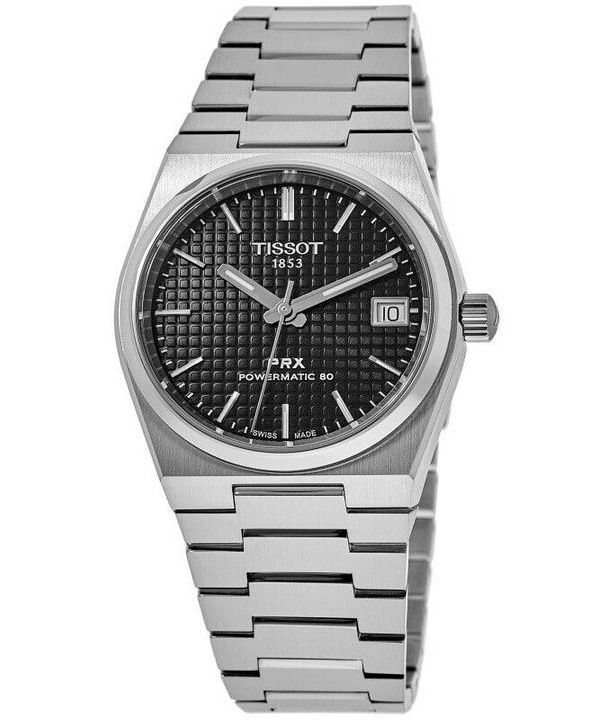 Reloj unisex Tissot PRX T-Classic Powermatic 80 con esfera negra automático T137.207.11.051.00 100M