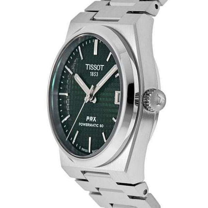 Reloj unisex Tissot PRX T-Classic Powermatic 80 con esfera verde automático T137.207.11.091.00 100M