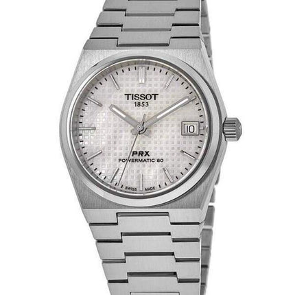 Reloj unisex Tissot PRX T-Classic Powermatic 80 con esfera de nácar blanco automático T137.207.11.111.00 100M