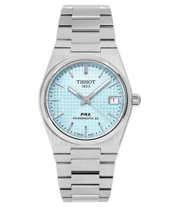 Tissot T-Classic PRX Powermatic 80 Stainless Steel Ice Blue Dial Automatic T137.207.11.351.00 100M Womens Watch