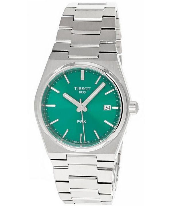 Reloj unisex Tissot PRX T-Classic de acero inoxidable con esfera verde y cuarzo T137.210.11.081.00 100M