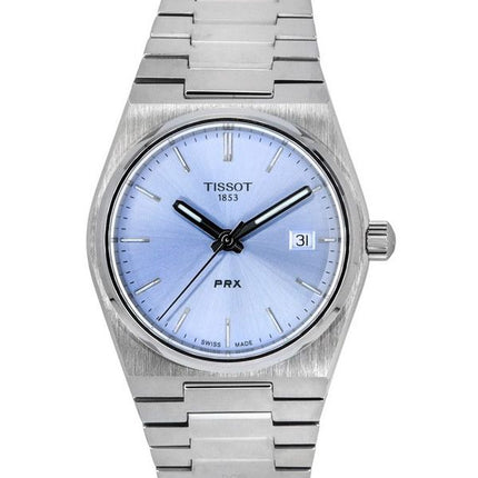 Reloj unisex Tissot T-Classic PRX de acero inoxidable con esfera azul claro y cuarzo T137.210.11.351.00 100M