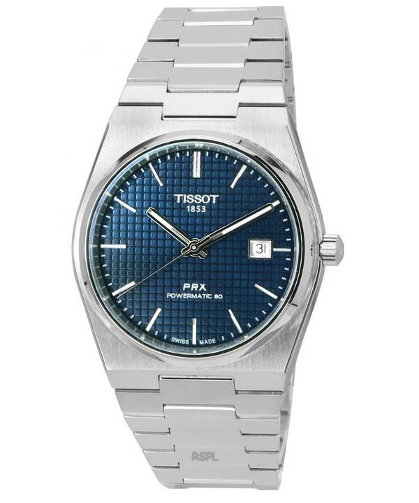 Tissot PRX T-Classic Powermatic 80 Acero inoxidable Esfera azul Automático T137.407.11.041.00 T1374071104100 100M Reloj para hom