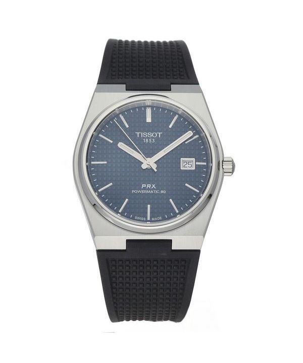 Reloj Tissot PRX T-Classic Powermatic 80 con correa de caucho y esfera azul automático T137.407.17.041.00 100M para hombre