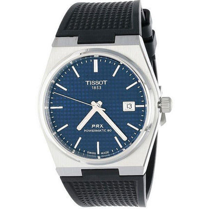 Reloj Tissot PRX T-Classic Powermatic 80 con correa de caucho y esfera azul automático T137.407.17.041.00 100M para hombre