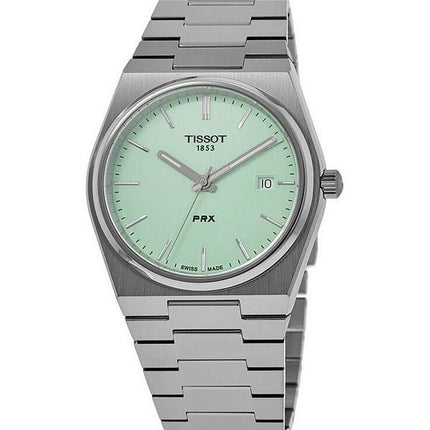 Reloj unisex Tissot T-Classic PRX de acero inoxidable con esfera verde claro y cuarzo T137.410.11.091.01 100M