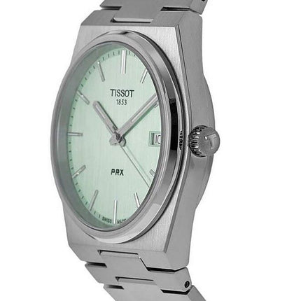 Reloj unisex Tissot T-Classic PRX de acero inoxidable con esfera verde claro y cuarzo T137.410.11.091.01 100M