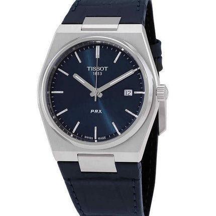 Reloj Tissot T-Classic PRX con correa de cuero y esfera azul de cuarzo T137.410.16.041.00 100M para hombre