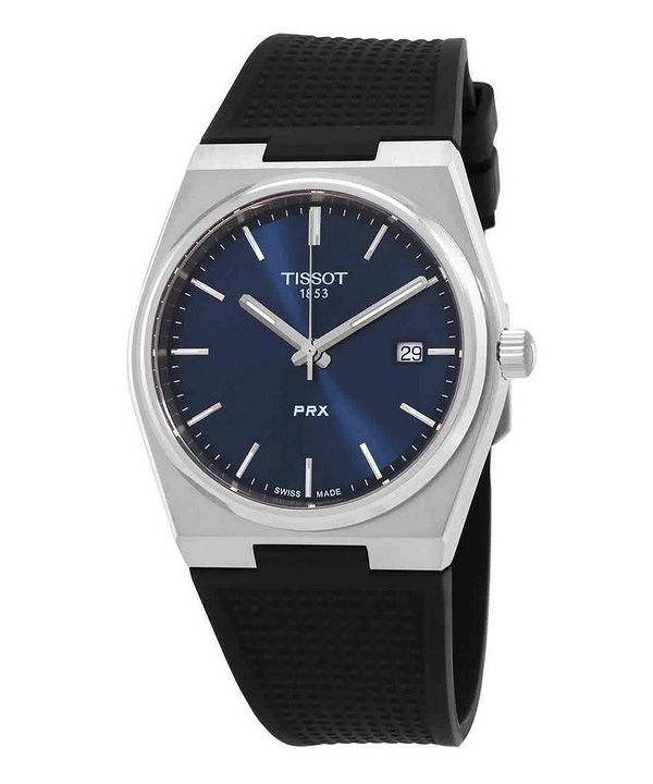 Reloj Tissot T-Classic PRX con correa de caucho y esfera azul de cuarzo T137.410.17.041.00 100M para hombre