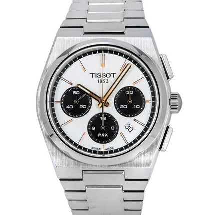 Reloj Tissot T-Classic PRX cronógrafo esfera blanca automático T137.427.11.011.00 100M para hombre