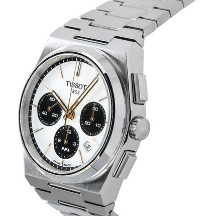 Reloj Tissot T-Classic PRX cronógrafo esfera blanca automático T137.427.11.011.00 100M para hombre