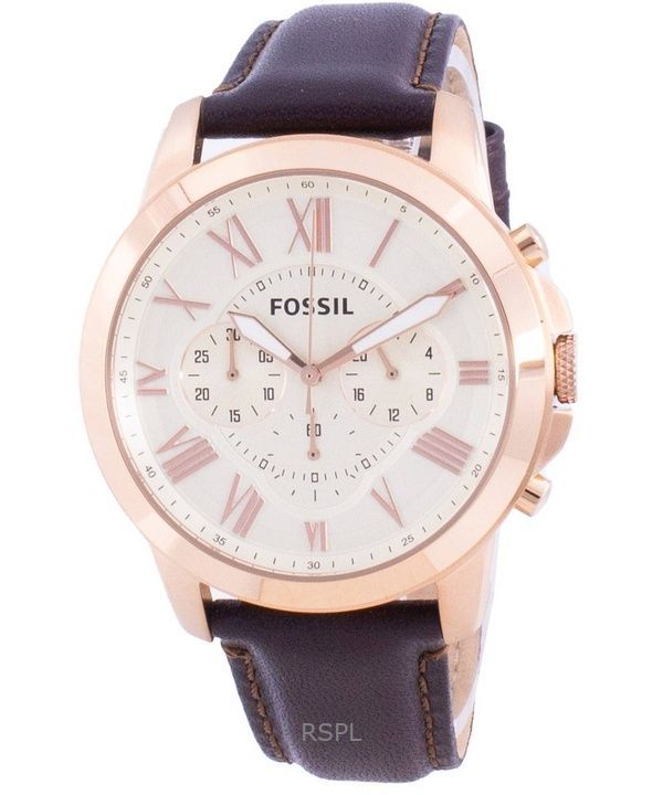 Refurbished Fossil Grant Chronograph Brown Leather Quartz FS4991IE Mens Watch