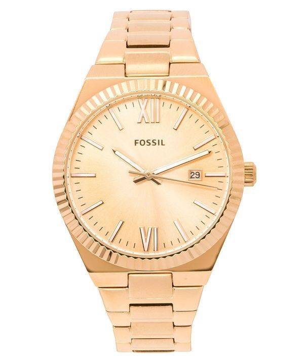 Refurbished Fossil Scarlette Rose Gold Stainless Steel Rose Gold Sunray Dial Quartz ES5258 Womens Watch