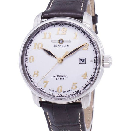 Reloj Zeppelin LZ127 Graf para hombre, automático, esfera blanca, correa de piel, 76561, fabricado en Alemania, reacondicionado