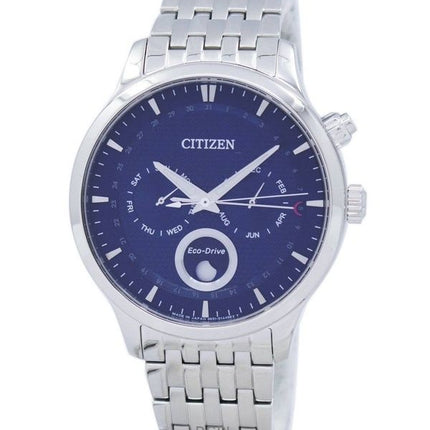 Reloj Citizen Eco-Drive Moon Phase con esfera texturizada azul, fabricado en Japón, AP1050-56L para hombre, reacondicionado